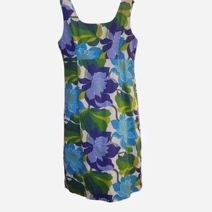 Boden Hawaiian print Sleeveless summer dress Blue & Green A LIne